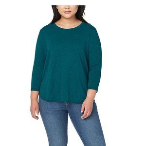 NWoT  Kirkland Women's Slub Jersey 3/4 Sleeve Tee Teal Size 2XL $45 EE105